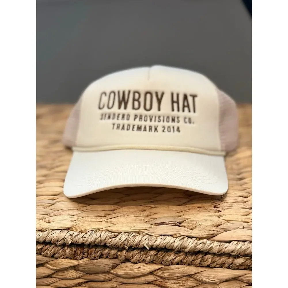 Sendero Provisions Co Cowboy Hat Trucker Snapback Cream Mesh Cap Adult